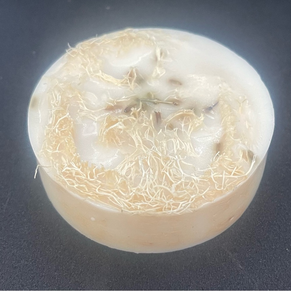Homemade Loofa Soap with dried Lavender